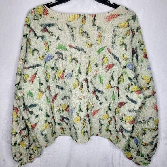 Anthropologie Catch of the Day Cable Knit Lambswool Sweater Size XL - Picture 6 of 9